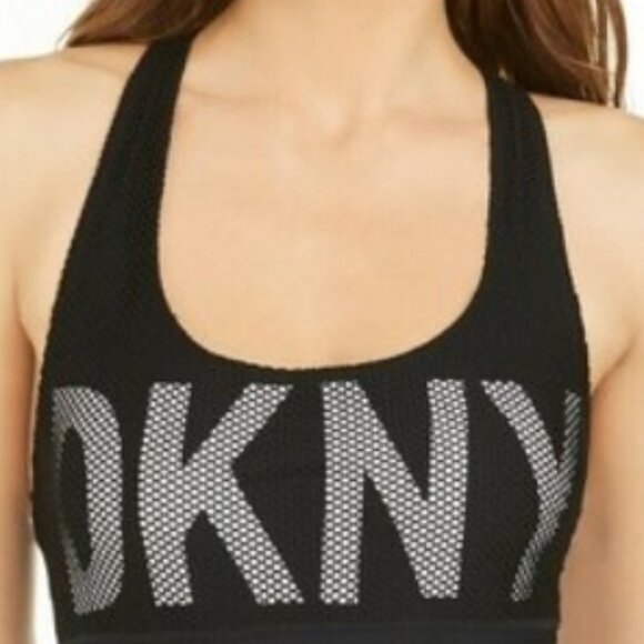 NWT! DKNY Black Mesh Inset Crossback One Piece Swimsuit NEW! - Picture 5 of 5